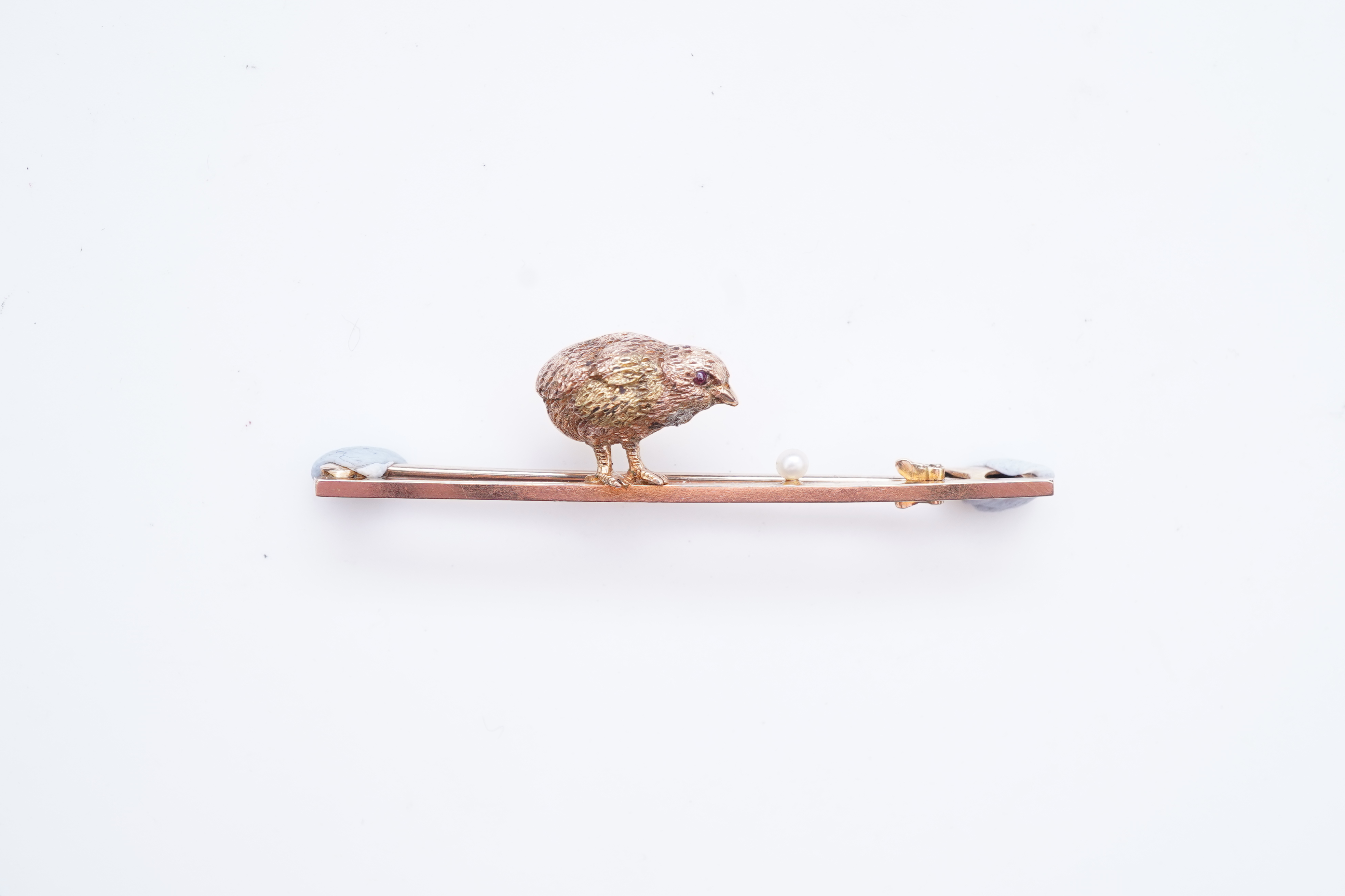 vcA novelty gold and seed pearl bar brooch, early 20th century